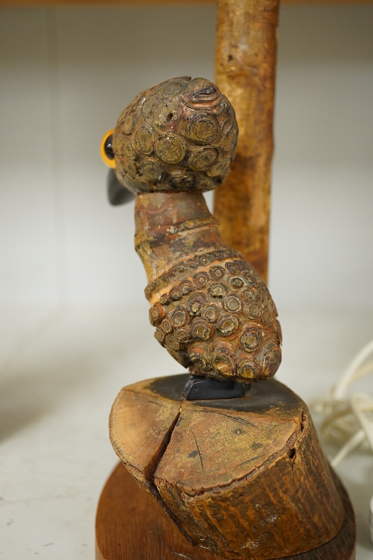 A Henry Howell ‘YZ’ Nut bird table lamp, circa 1920-30's, 35cm high including the fitting